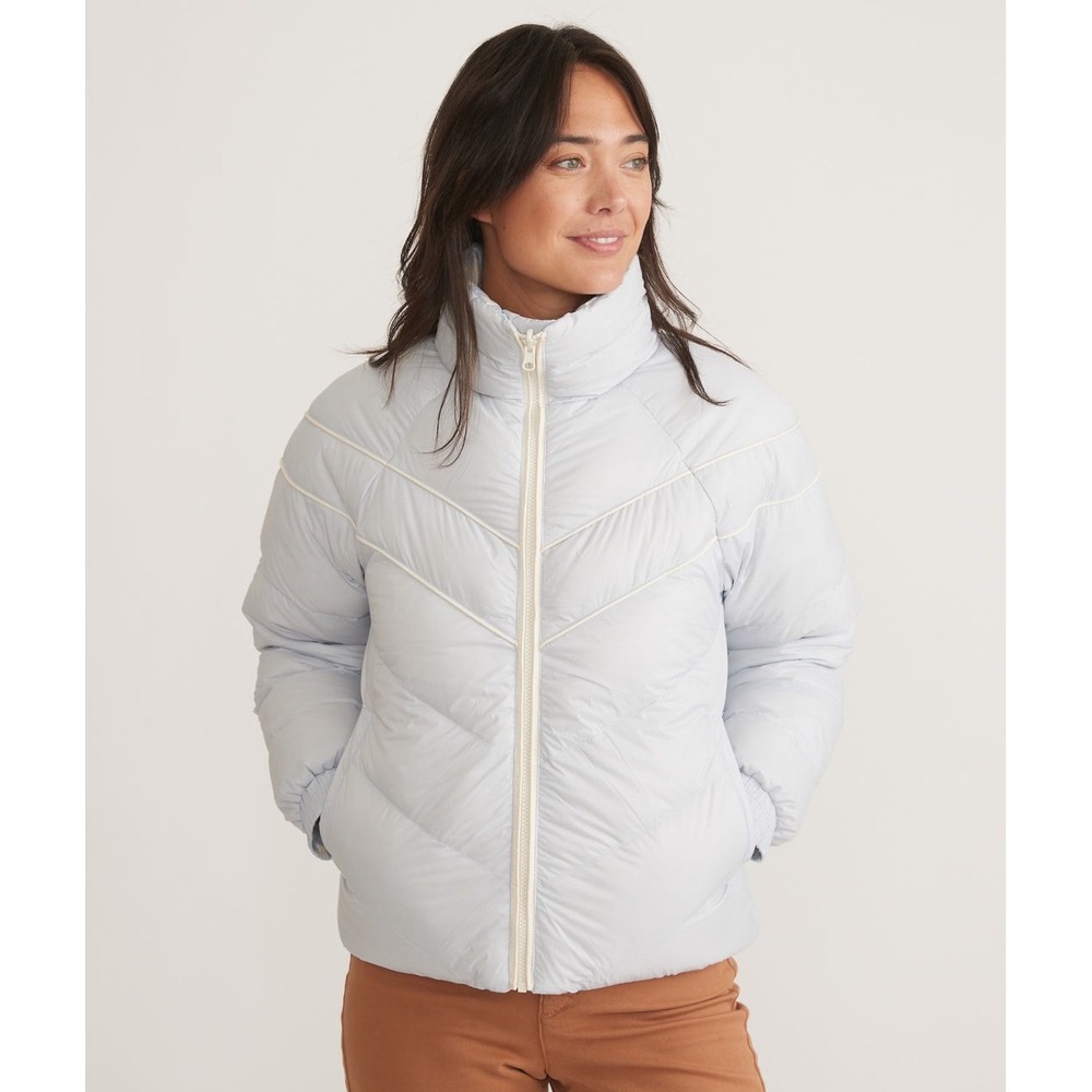 Marine Layer Womens Archive Reversible Down Puffer Jacket Arctic Blue Medium